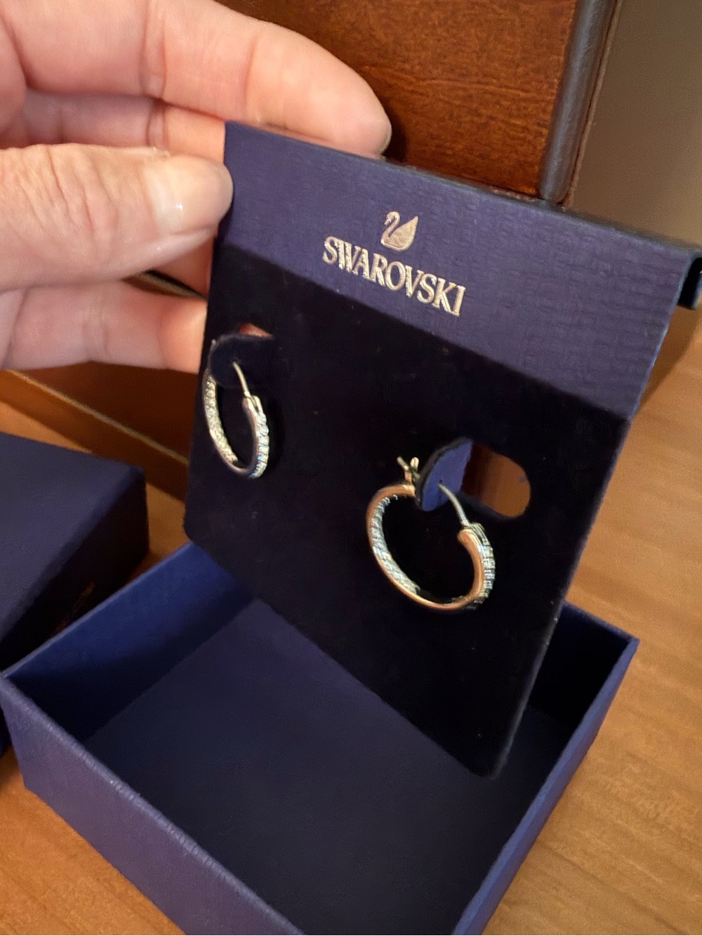 Swarovski Crystal Pavé Hoop Earrings in Silver
